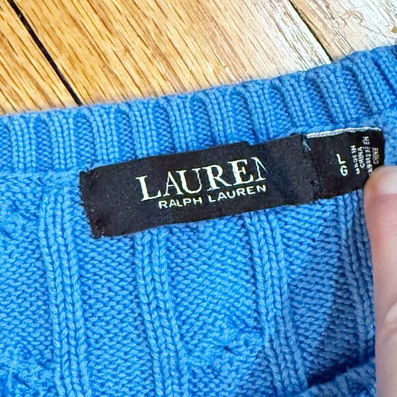Lauren Ralph Lauren Womens Cable Knit Sweater Size L Preppy Old Money Cotton EUC - Picture 5 of 11